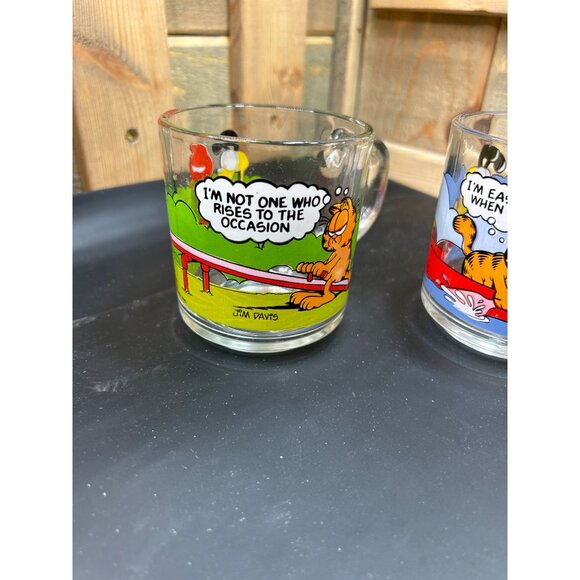 Vintage McDonalds 1978 Garfield Comic Glass Mugs Set - Picture 2 of 10